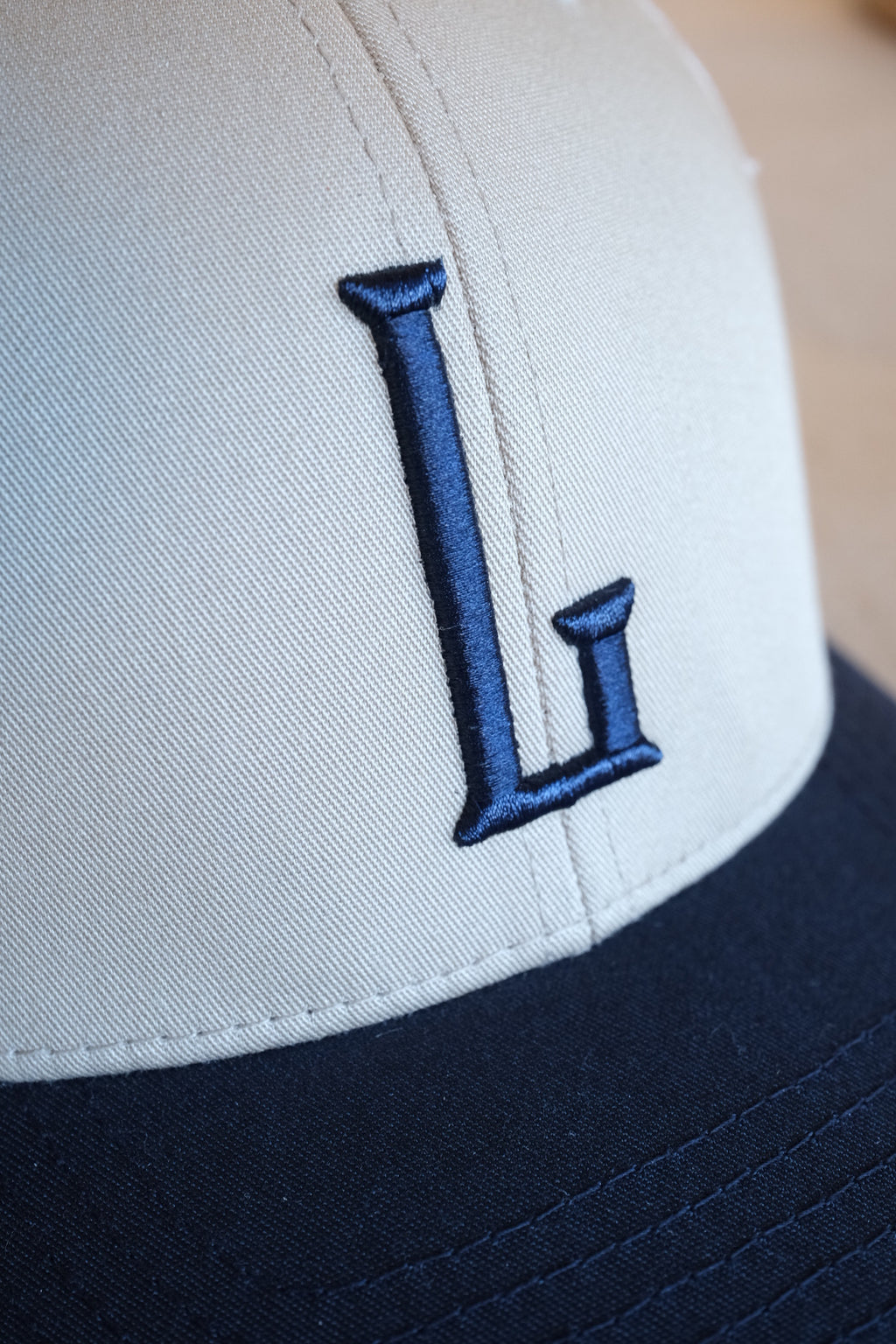 Liberty Barber - “L” Snapback (Khaki/Navy)